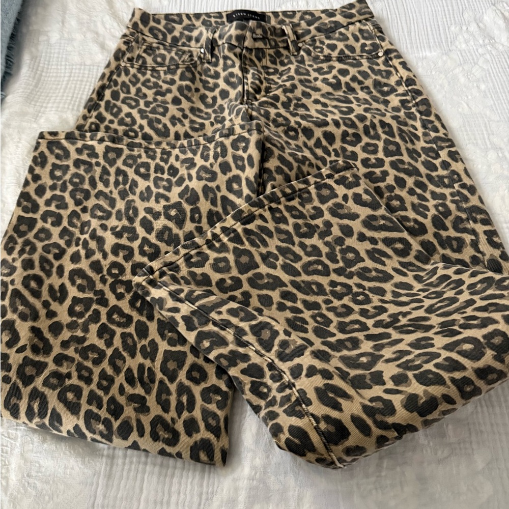 Leopard Print Flare & Wide Leg Jeans